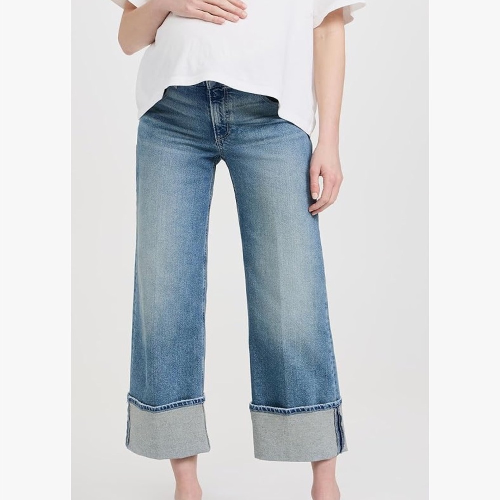 PAIGE Women's Sasha Ankle Maternity Wide Cuff Jeans SZ 26